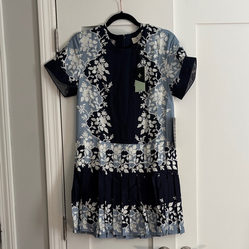Elegant Navy and White Floral Dress
